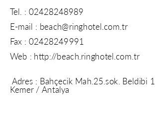 Ring Beach Hotel iletiim bilgileri